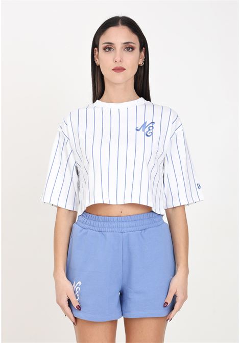 New Era Women's Crop T-Shirt in White Pinstripe NEW ERA | 60435289.